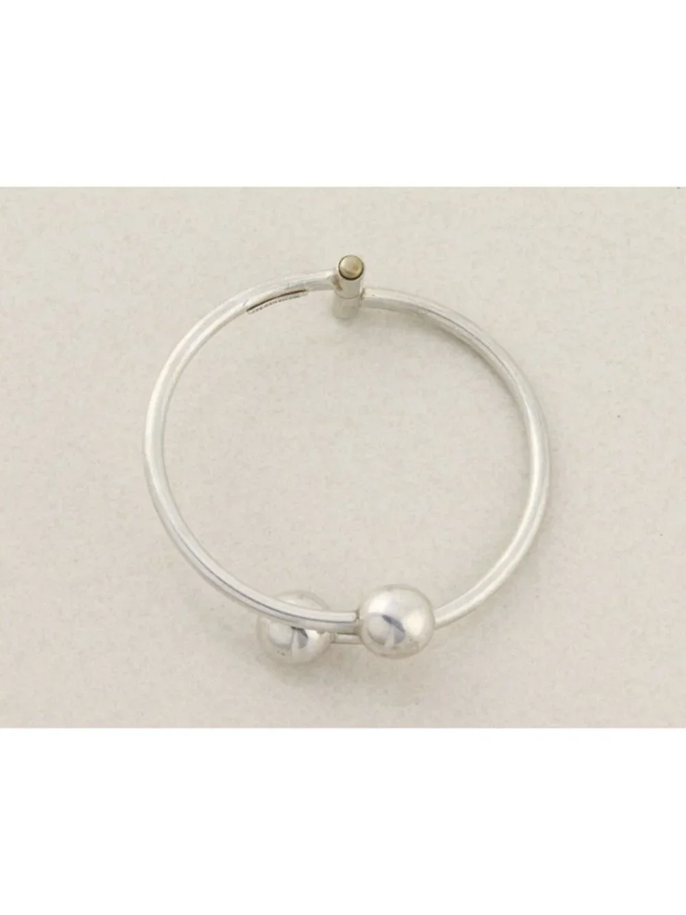 Sterling Silver Ball Bead Cuff Bangle Bracelet Opens 7" inch - Picture 2 of 7